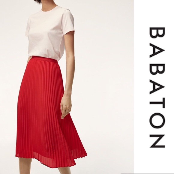 Aritzia Dresses & Skirts - Babaton Skirt Jude Aritzia accordion skirt small Red